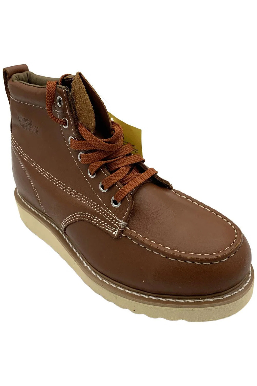 Work America Men's Steel Toe 6" Leather Sneaker Boot Work Brown - Medium